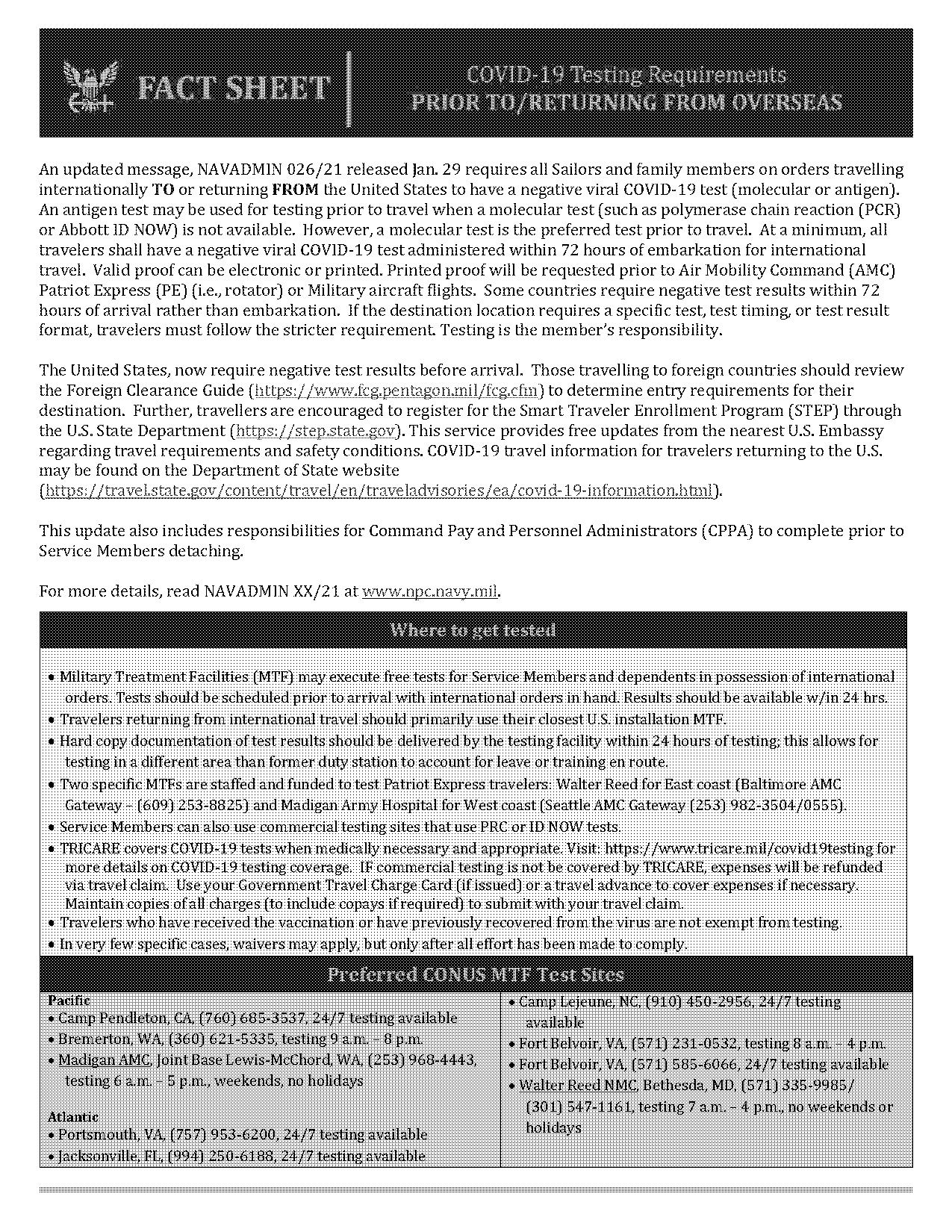 usa travel pcr test requirements