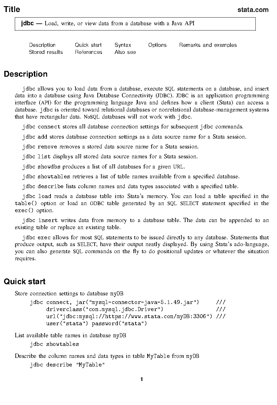 java jdbc connection example