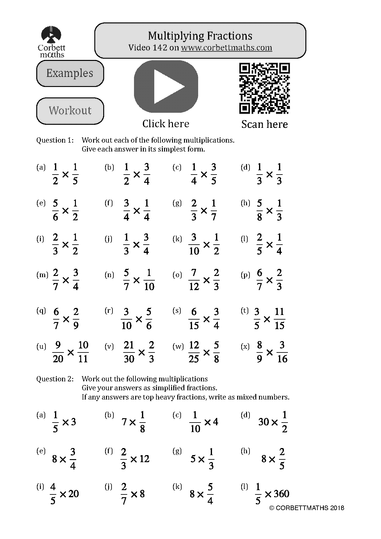 multiplying by a fraction worksheet