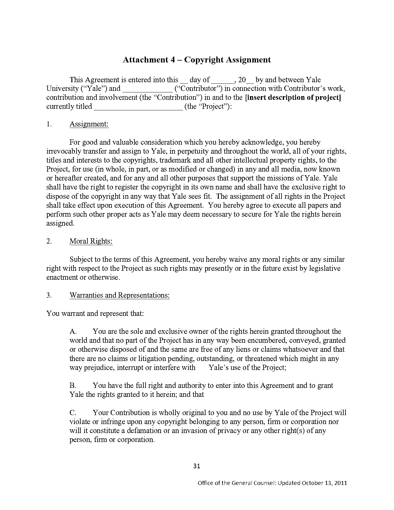 free copyright assignment form