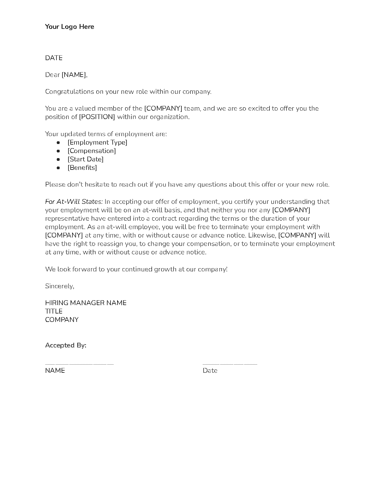 offer letter template free