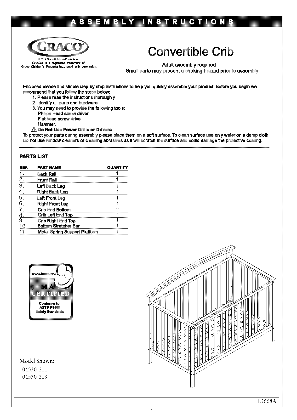 graco freeport crib assembly instructions