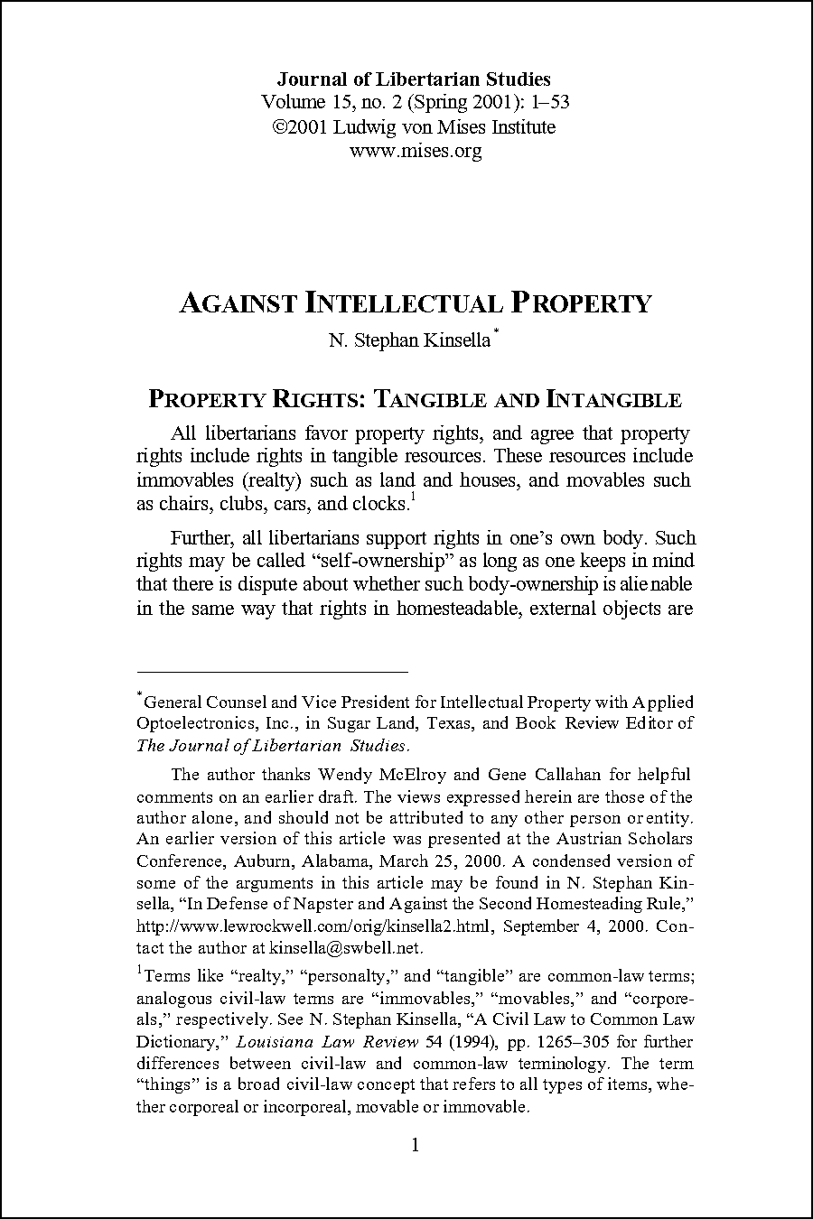 libertarian perspective on intellectual property rights