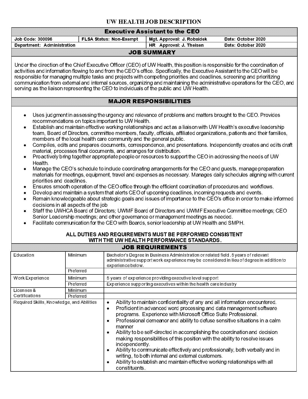 resume for assistant of ceo