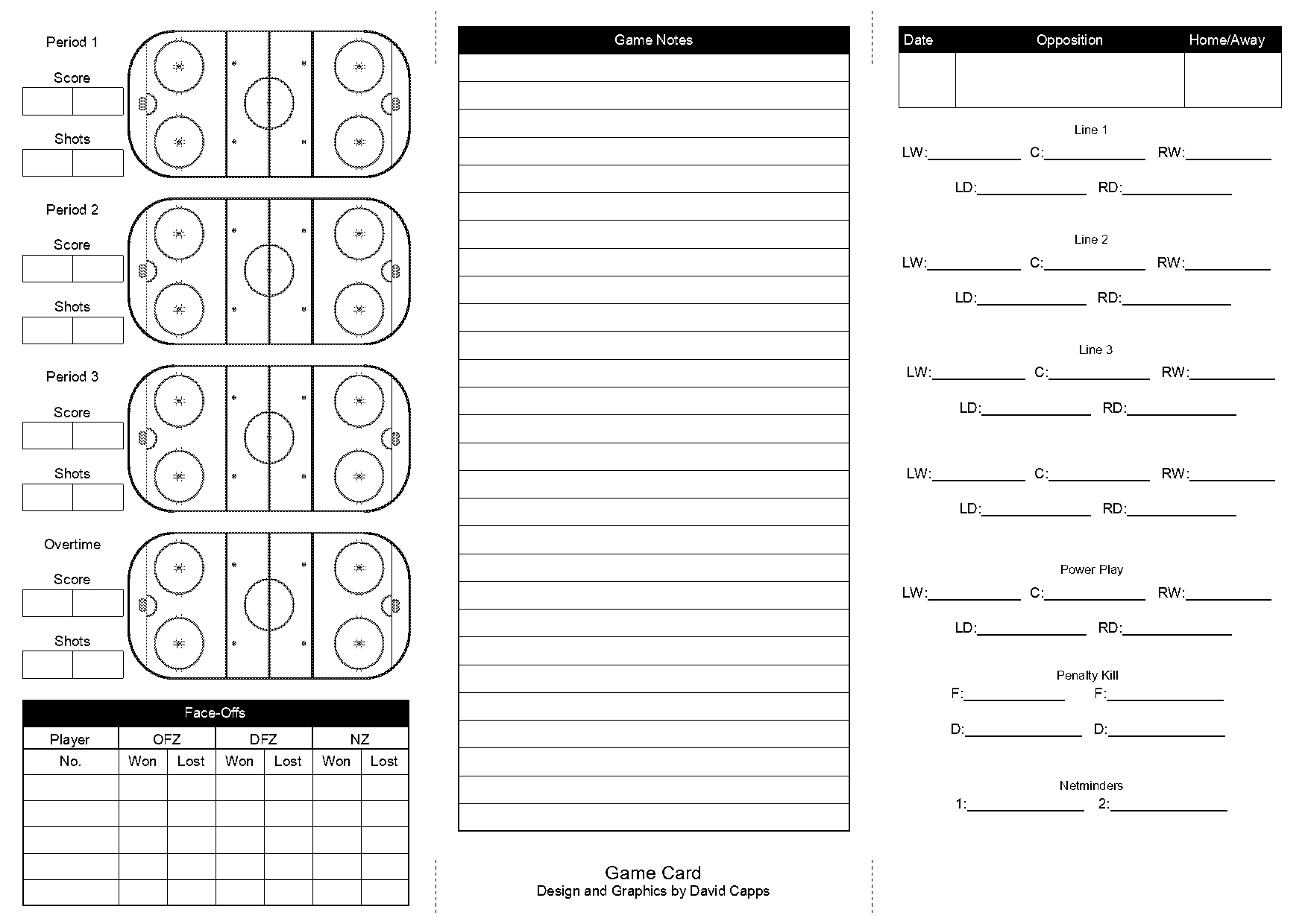 hockey game day lineup card template