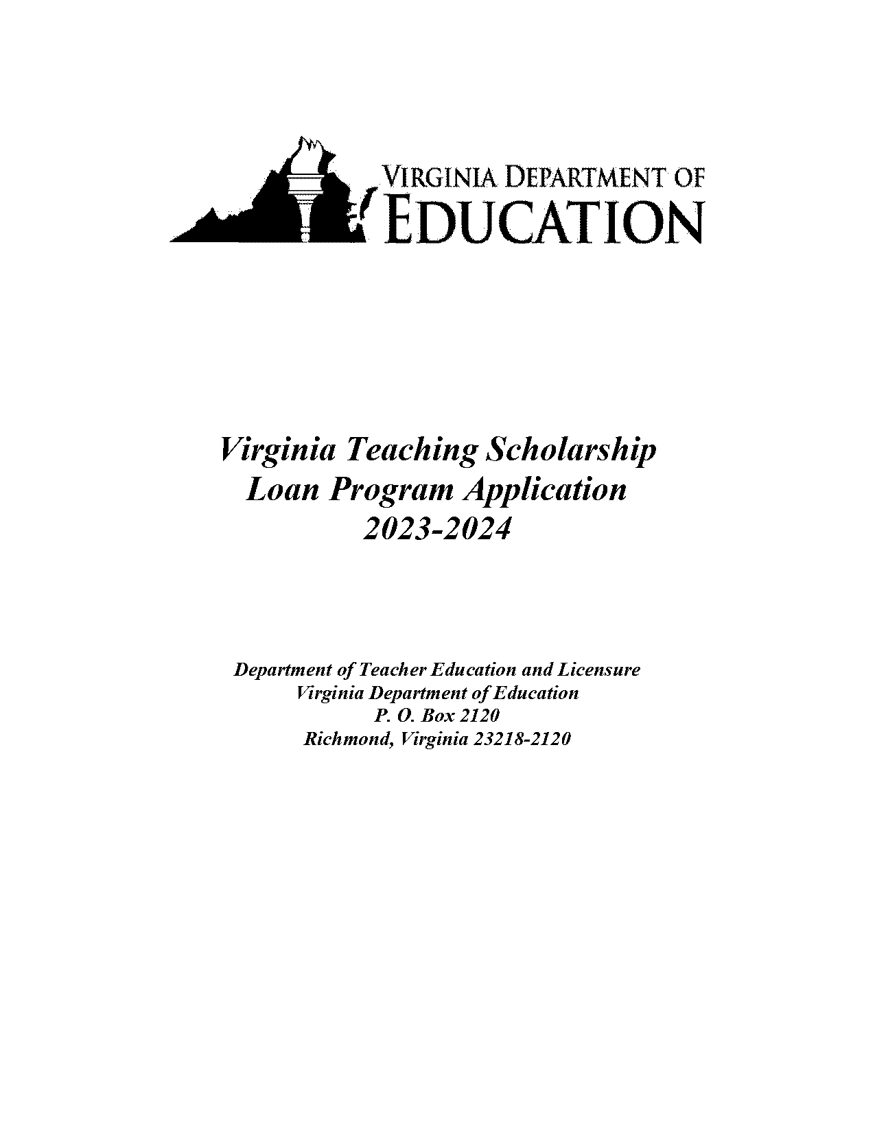 virginia teaching scholarship loan program application