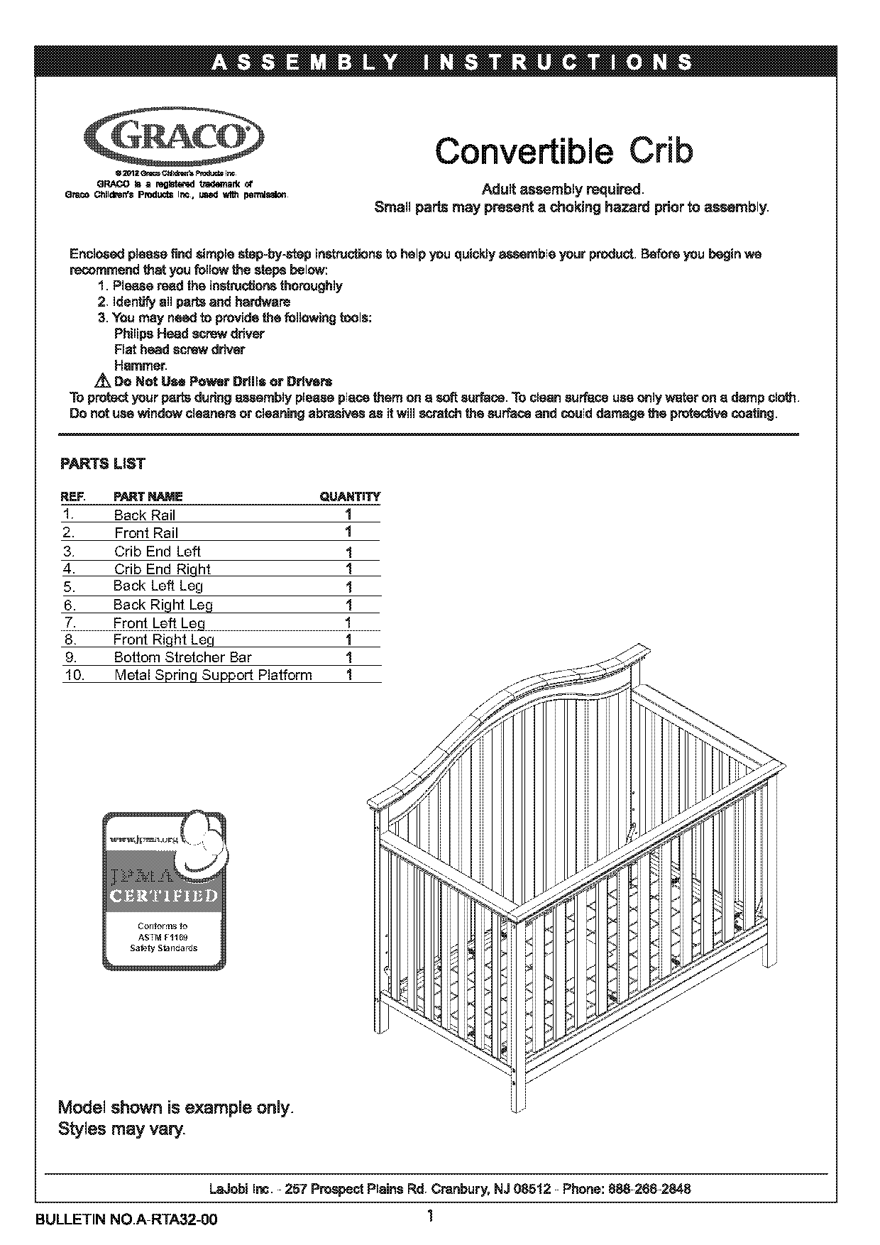 graco freeport crib assembly instructions