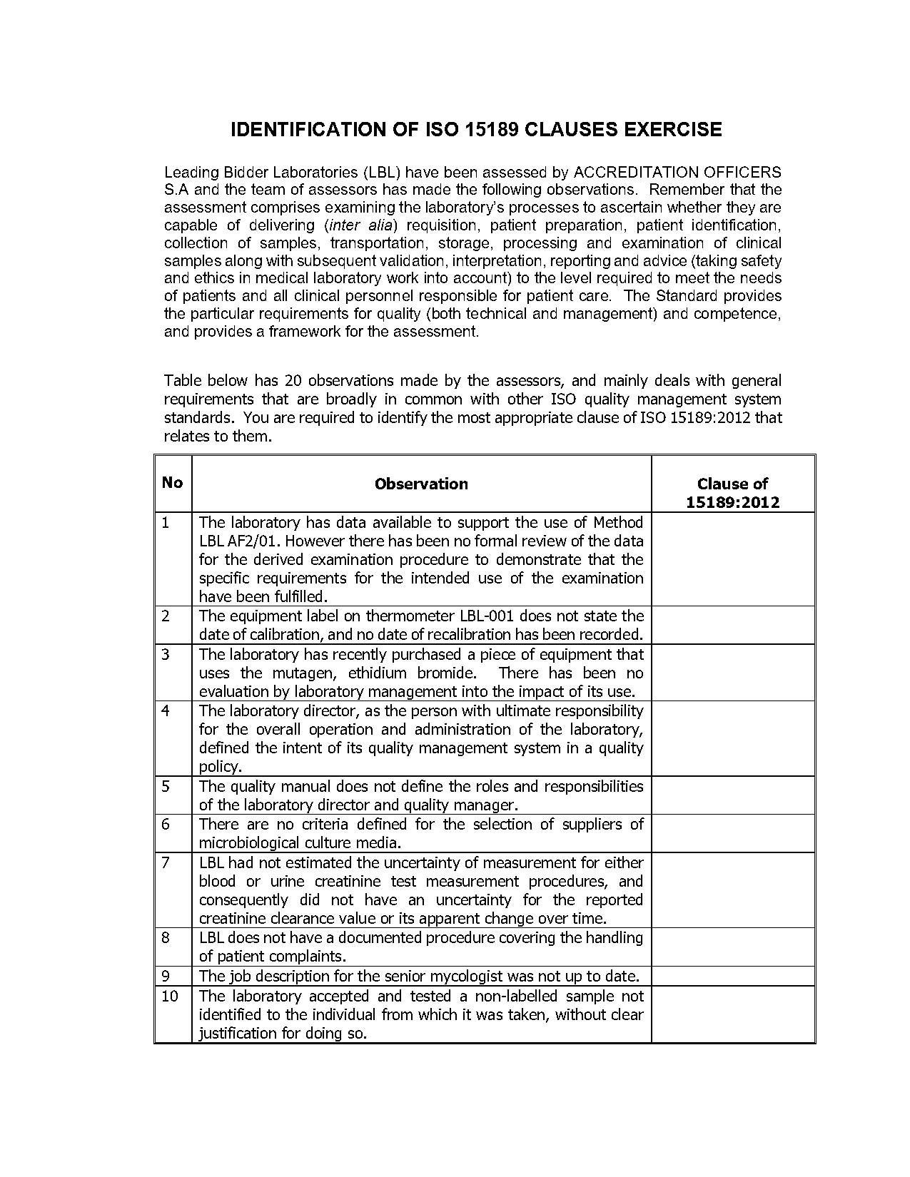 identify the clause exercise