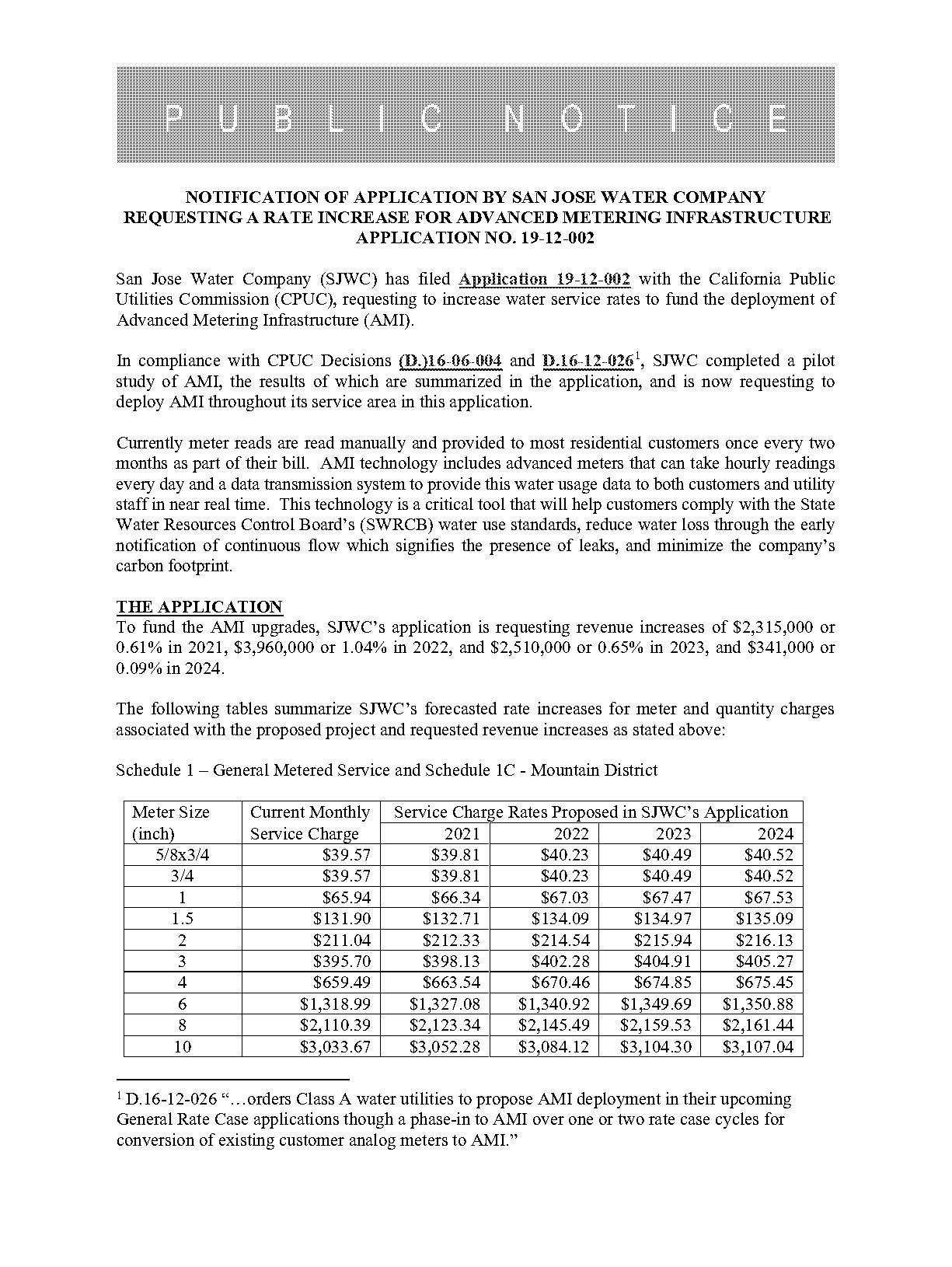 san jose water public notice