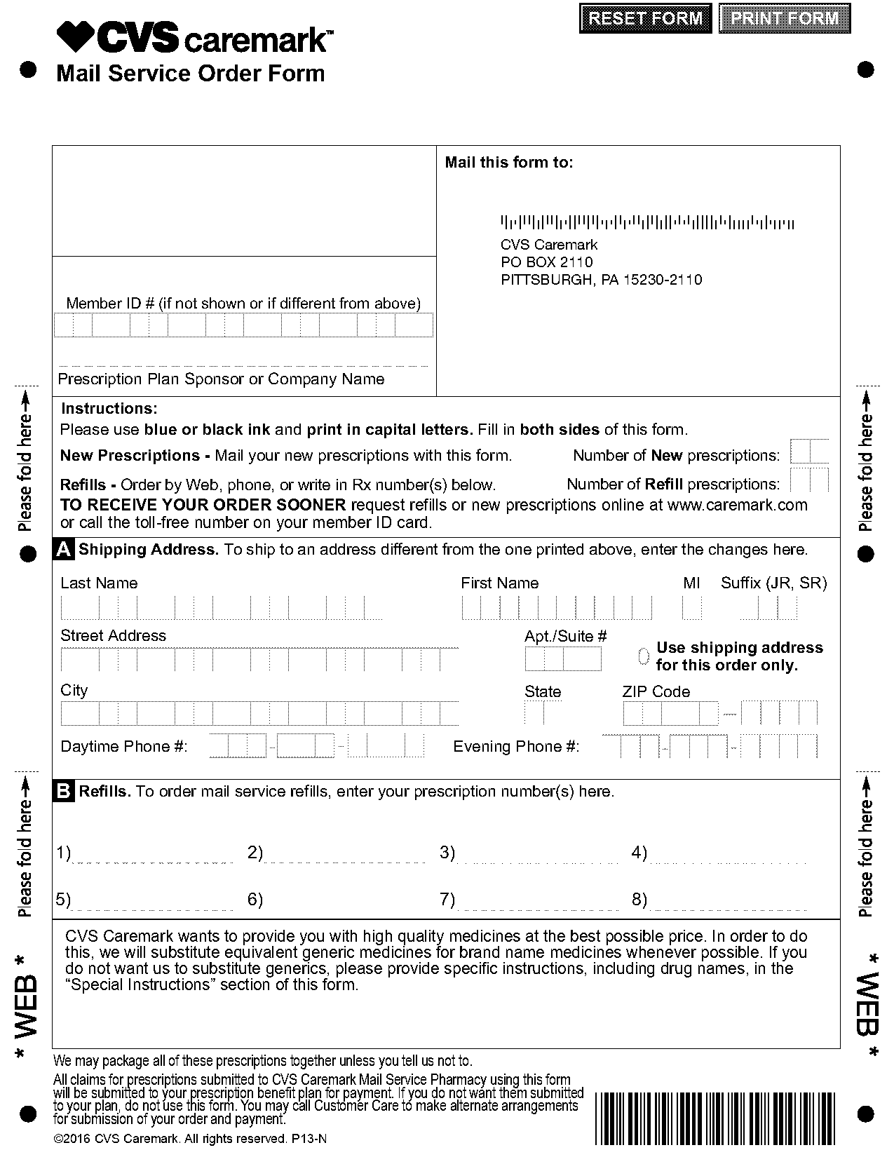 cvs mail order prescription refills