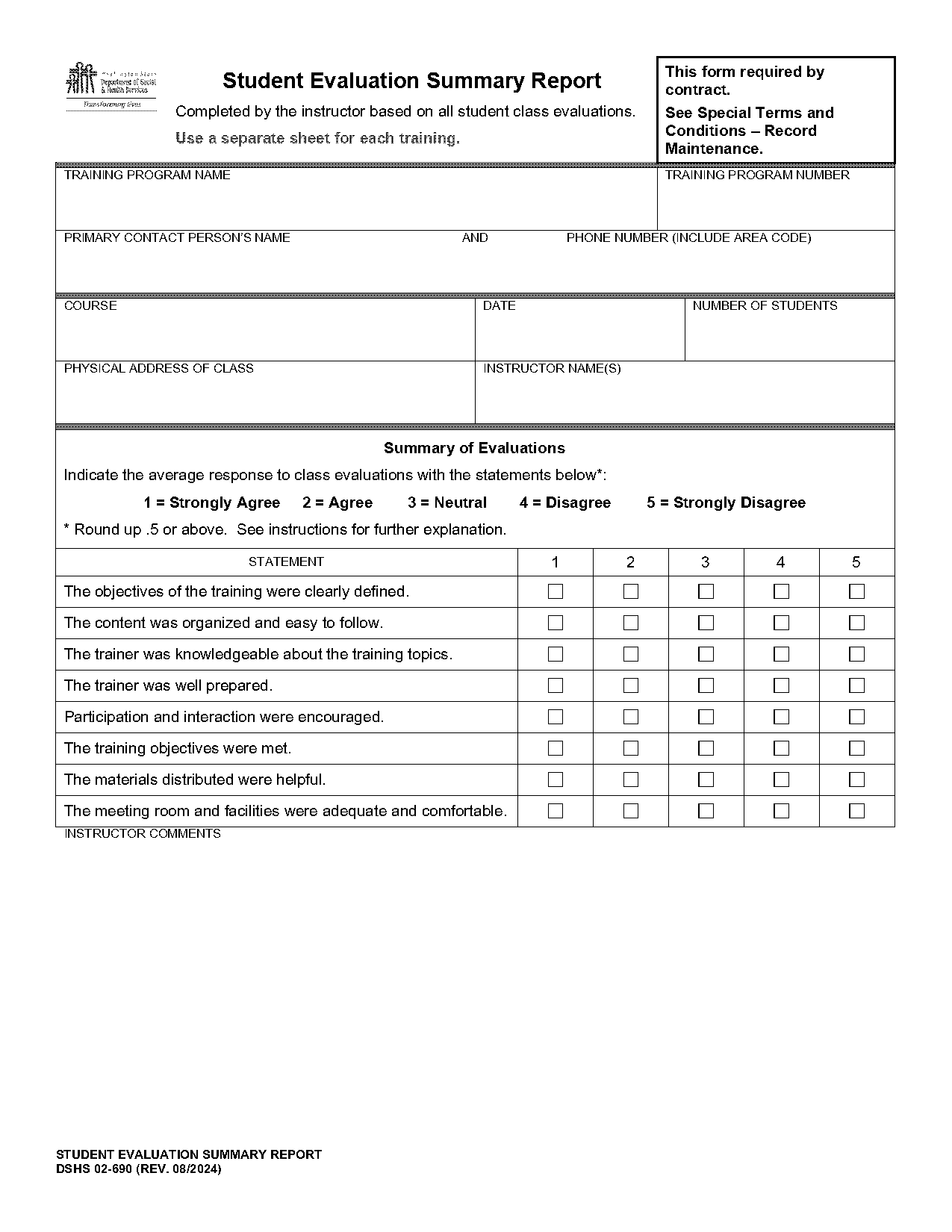 evaluation summary report sample