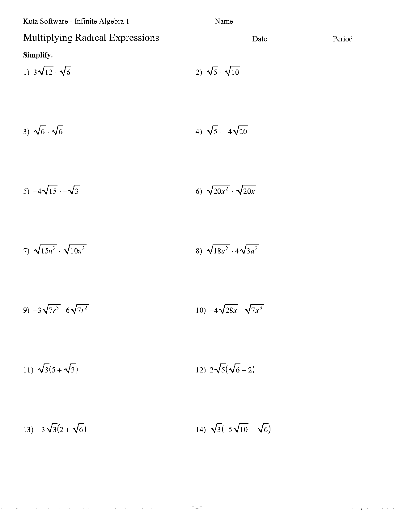 free worksheets on multiplication