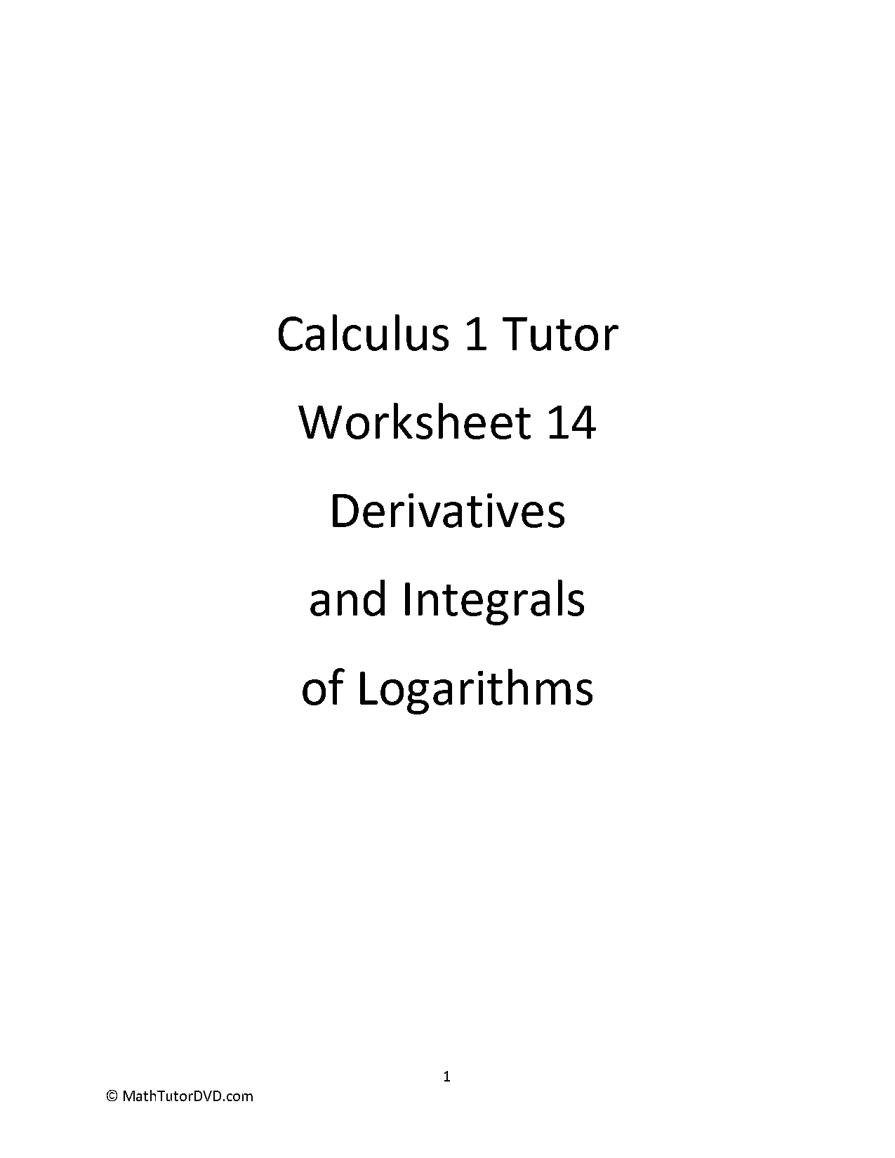 solving derivatives with ln worksheet