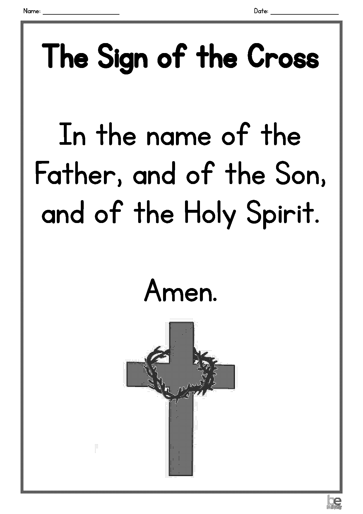 sign of the cross worksheet