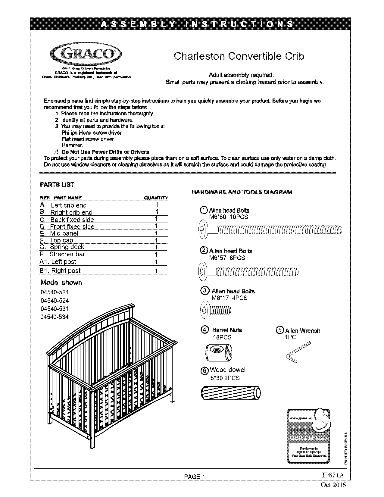 graco freeport crib assembly instructions