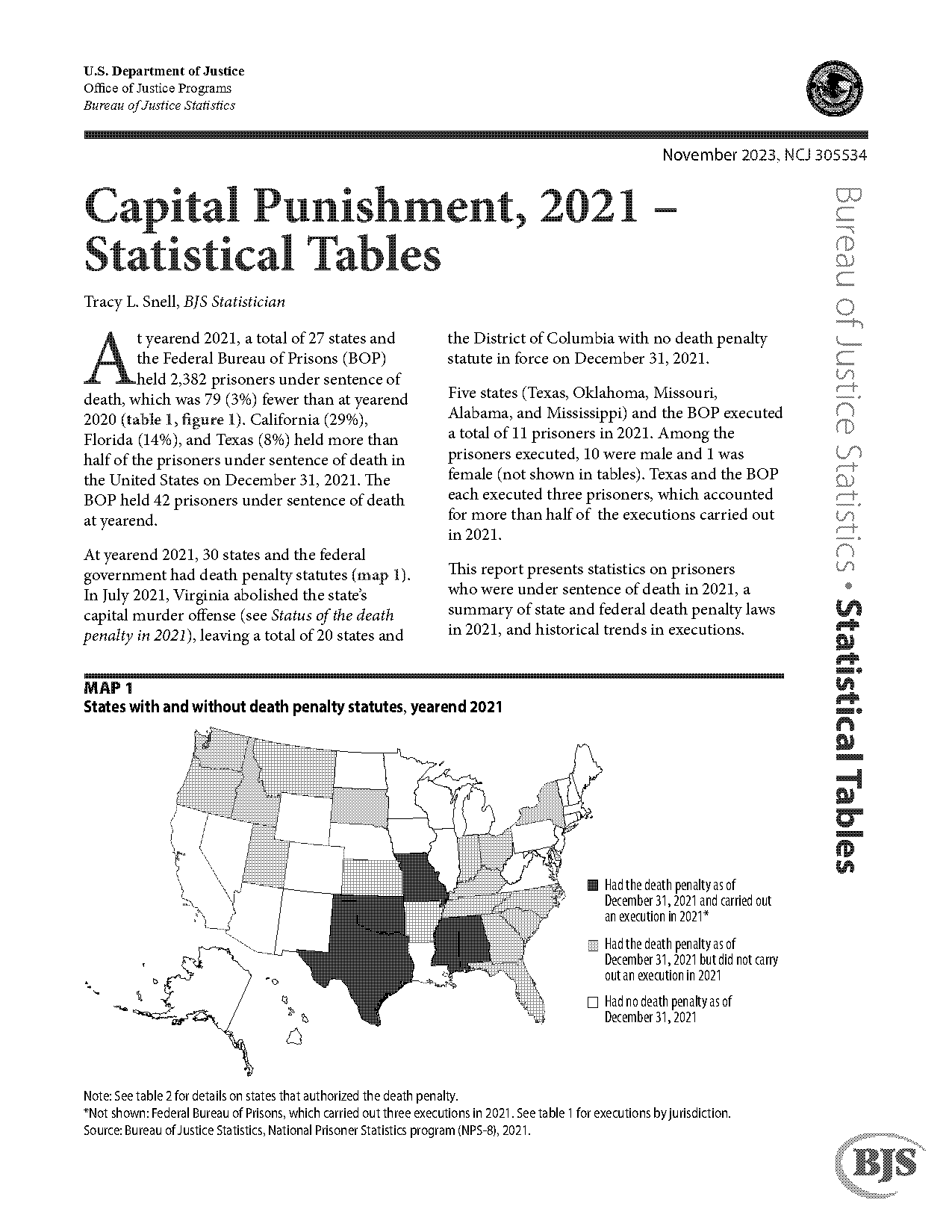 bureau of statistics death penalty