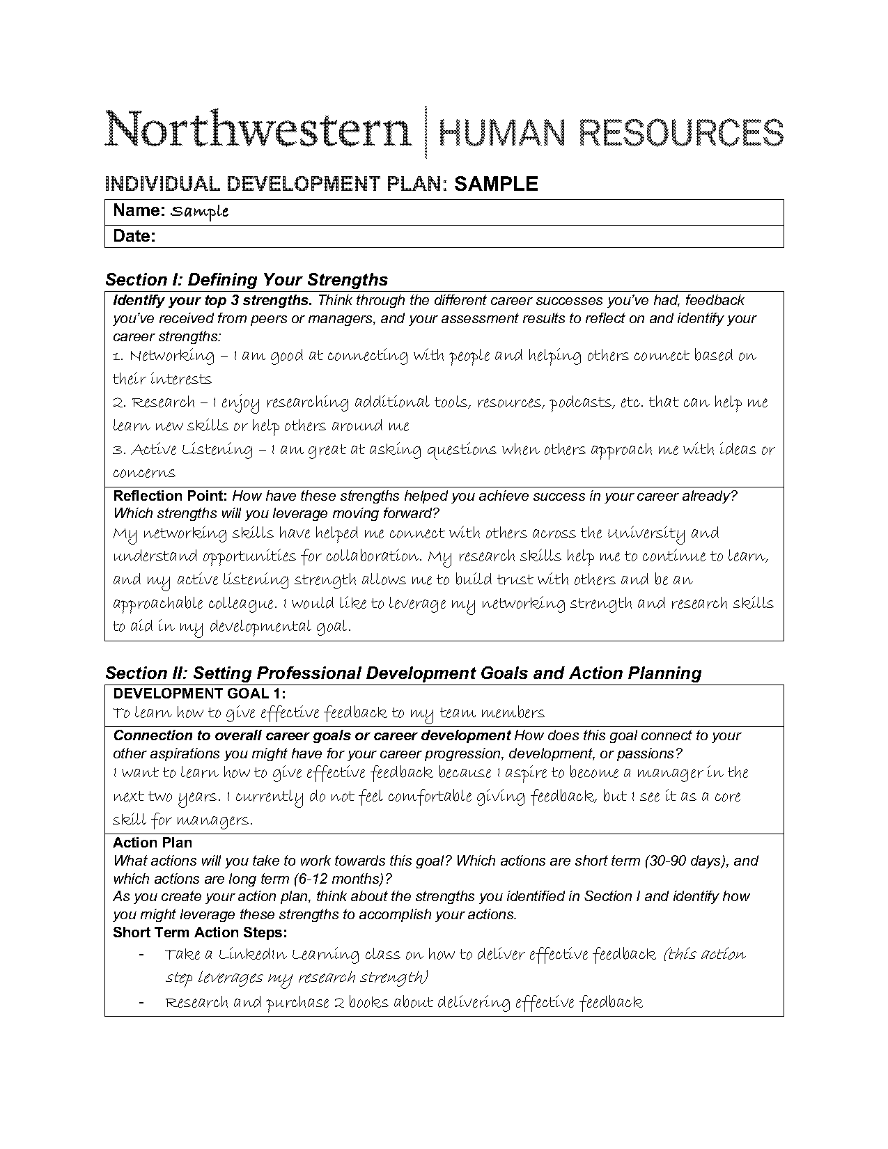 individual development plan for teachers sample