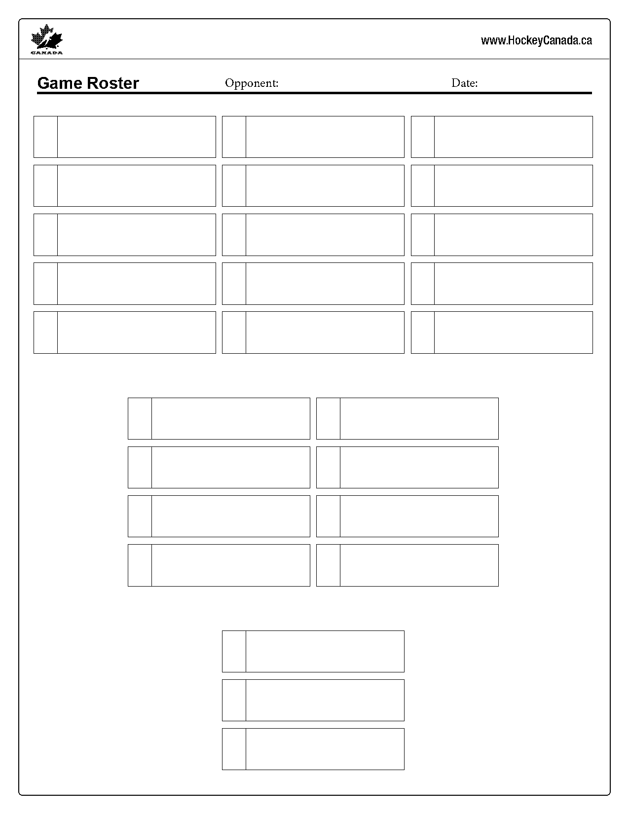 hockey game day lineup card template