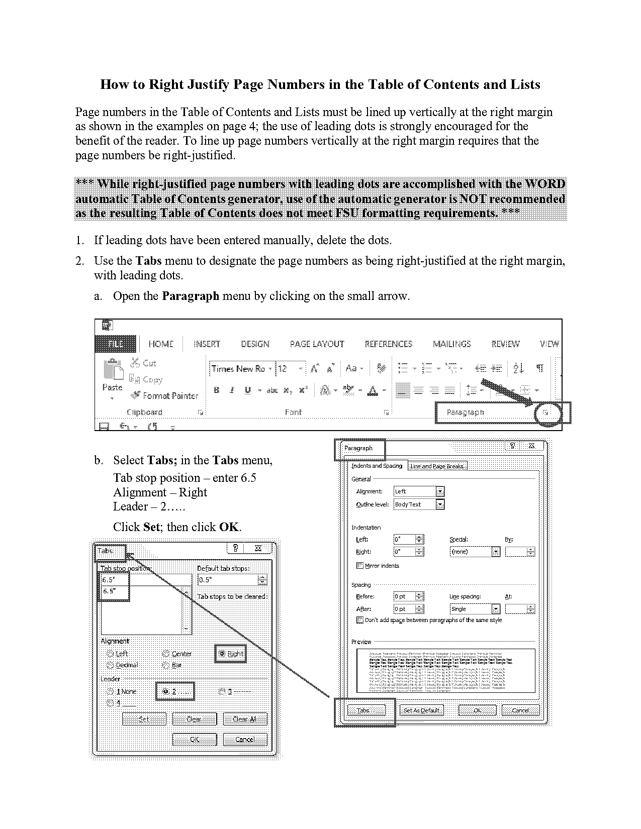 latex table of contents formatting