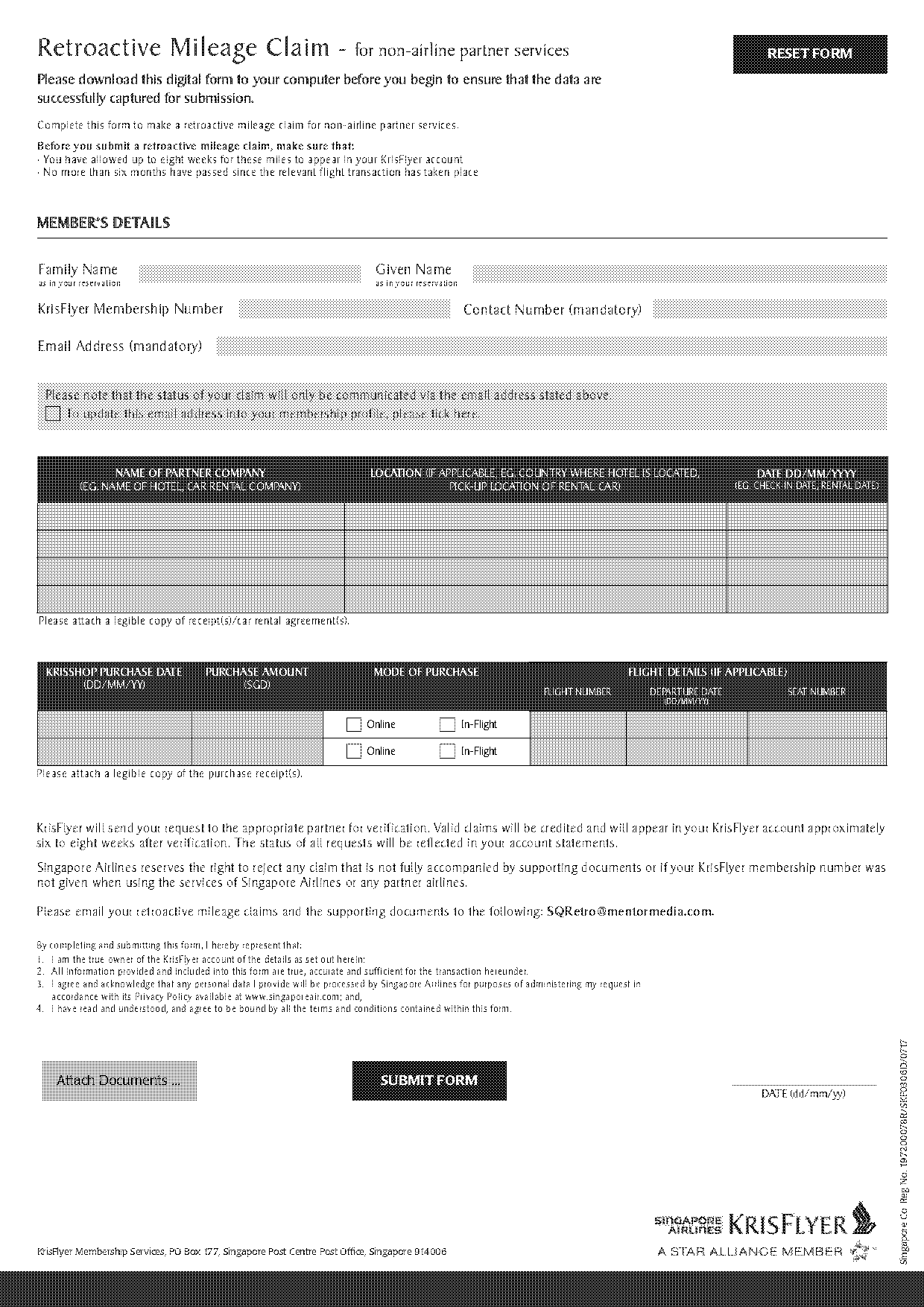 krisflyer missing miles claim form