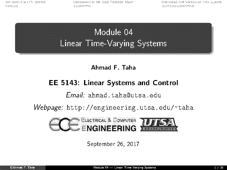 example of homogeneous ltv system