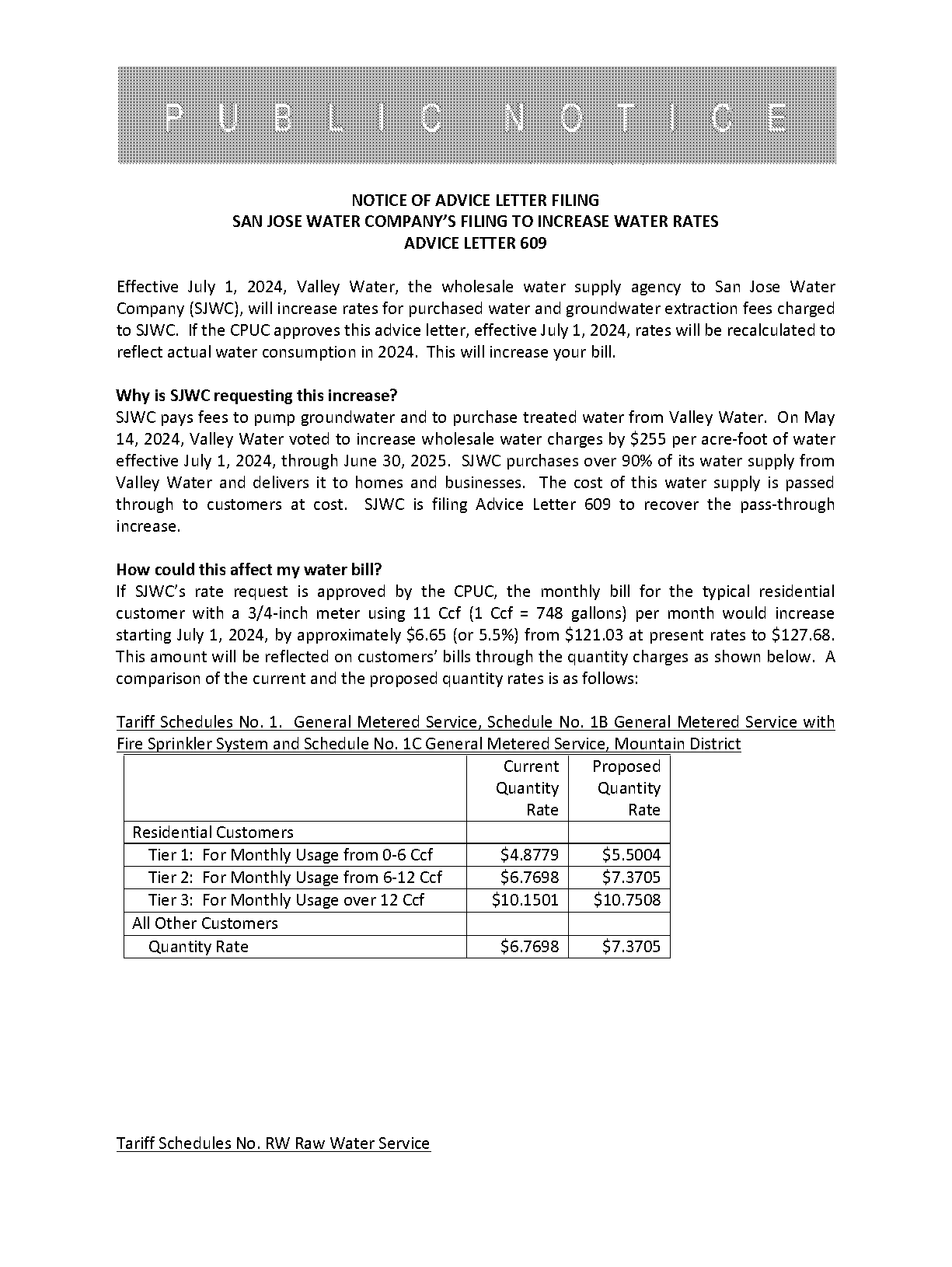 san jose water public notice