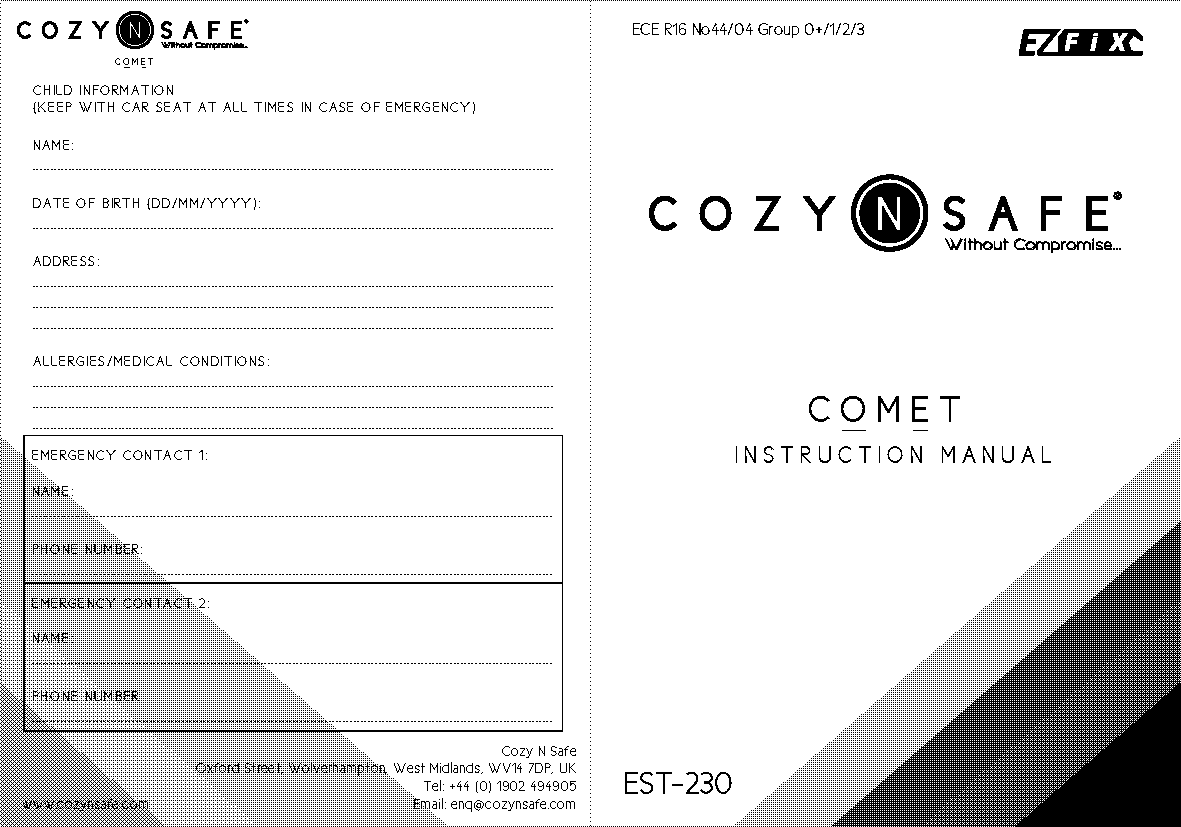 cozy n safe car seat instructions