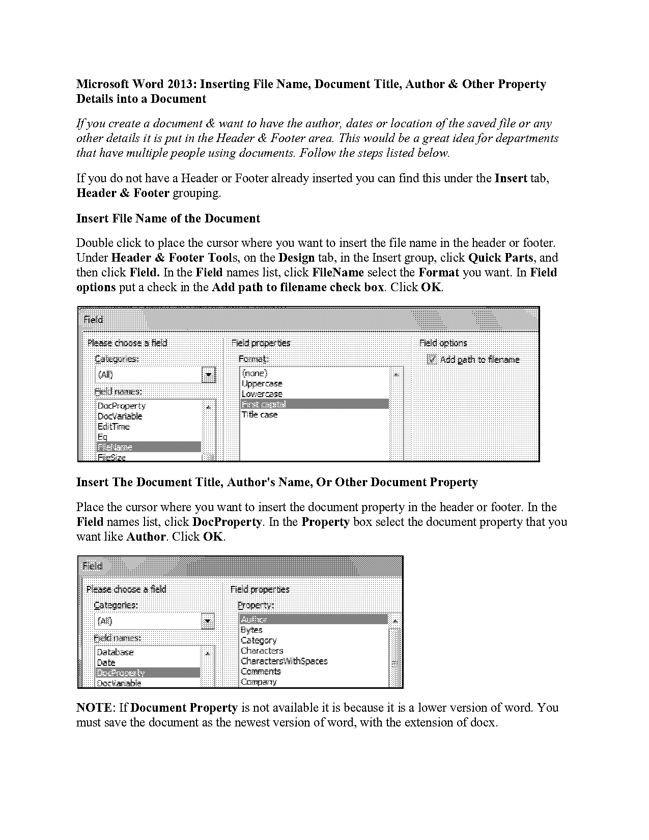 microsoft word reference document properties