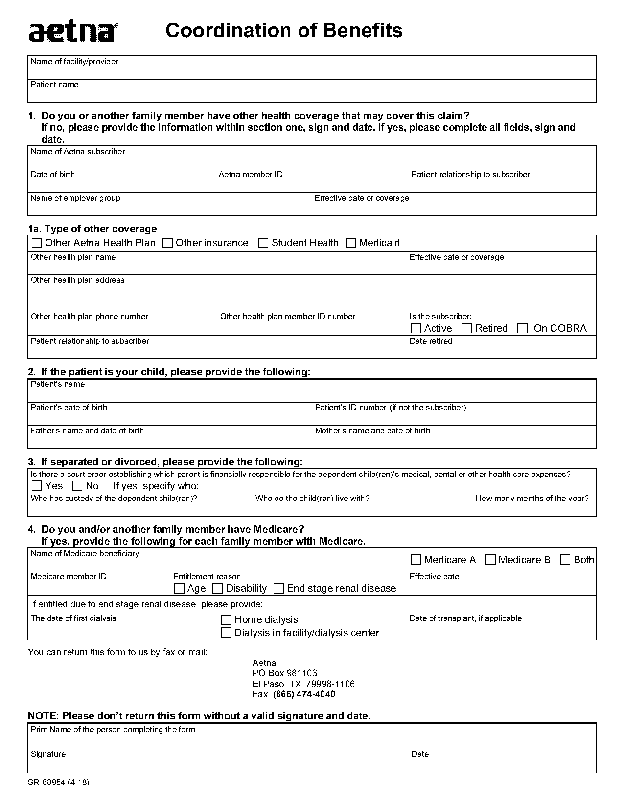 cob form for banner health insurance