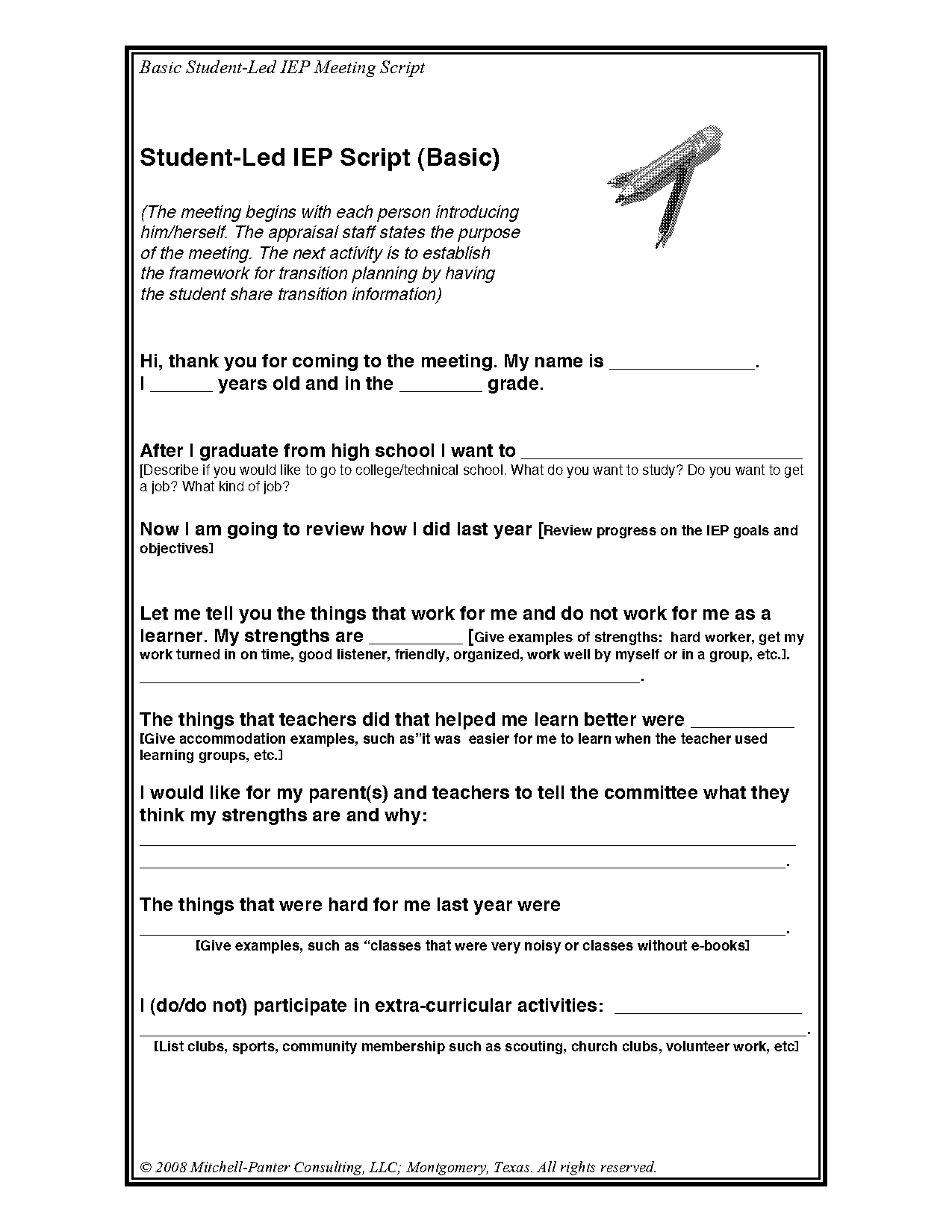 student led conference template