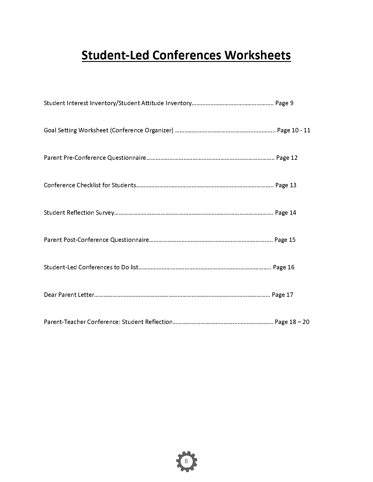 student led conference template