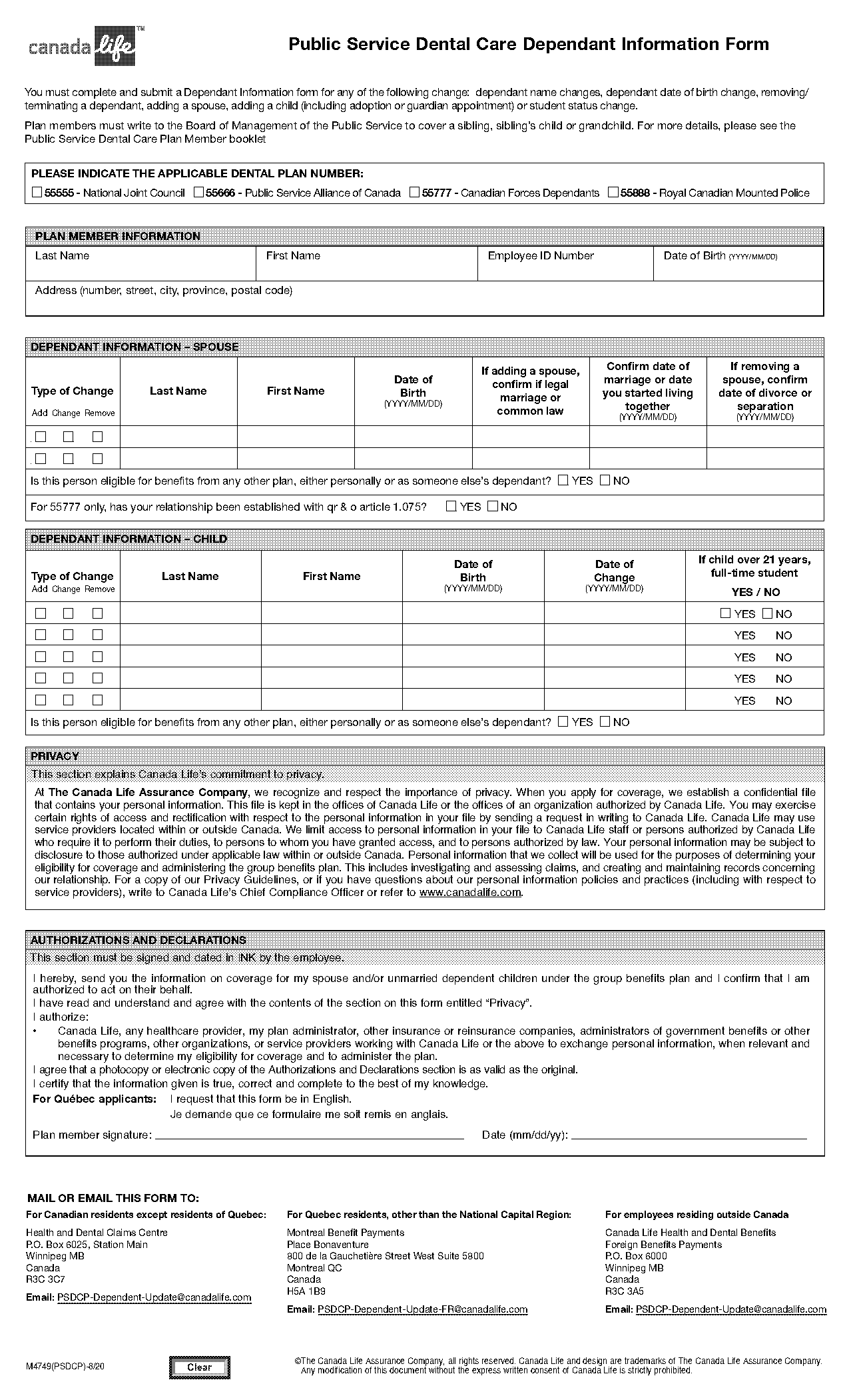 public service dental care plan application