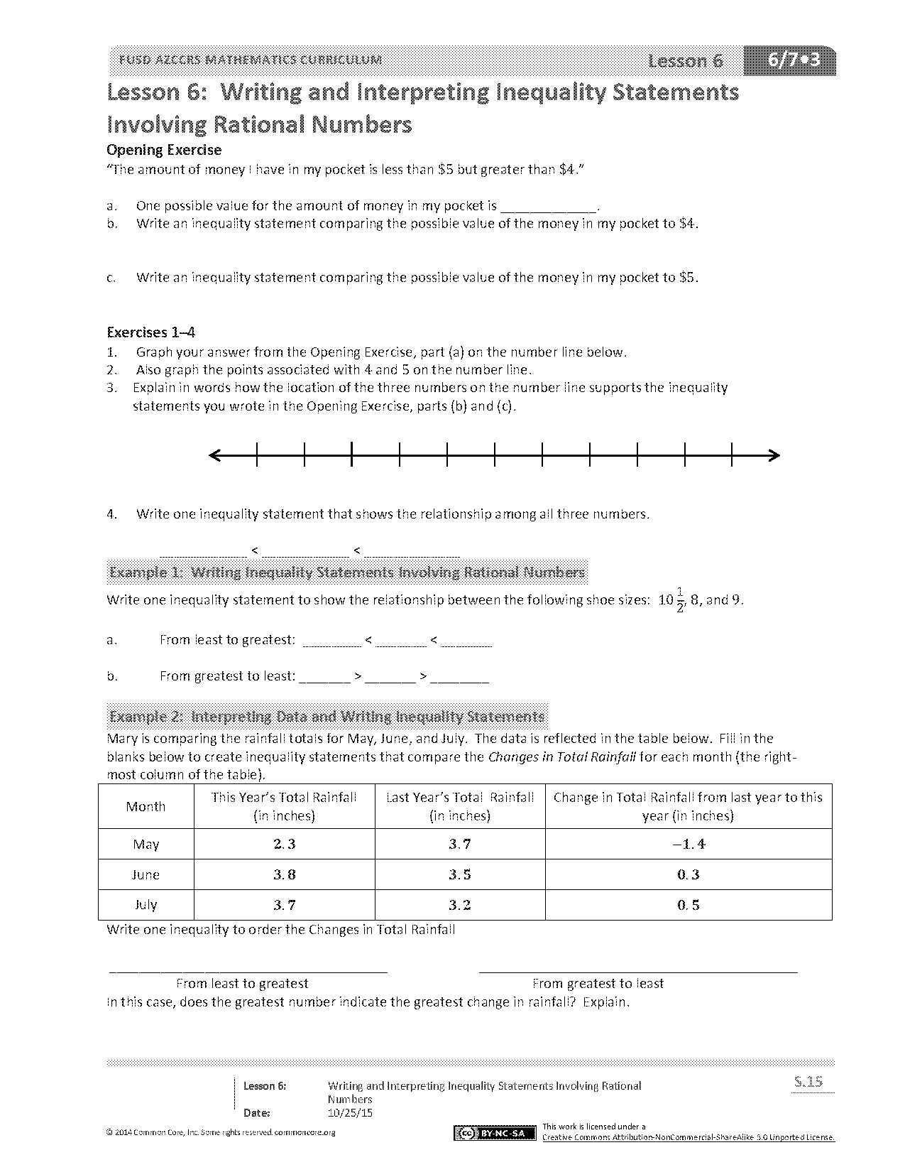 write an inequality statement to show