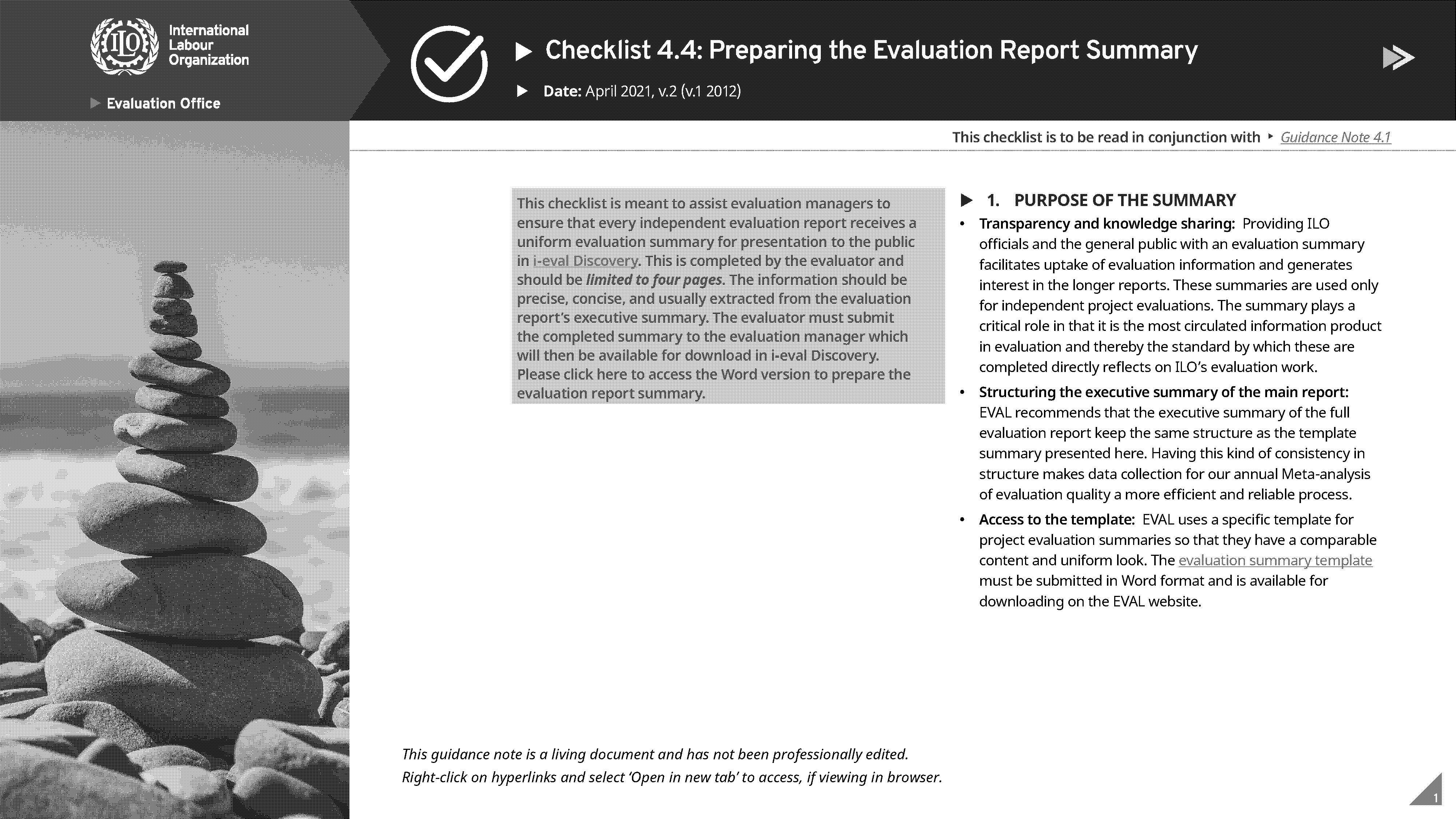 evaluation summary report sample