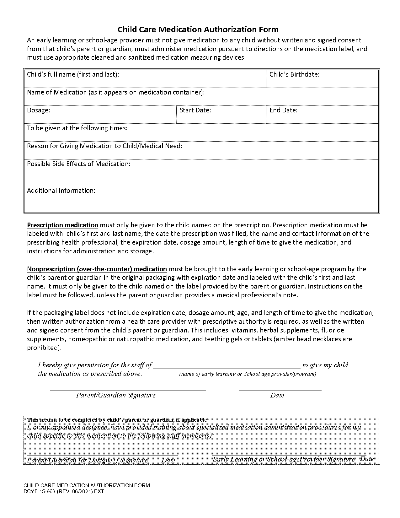 medical release consent form babysitter