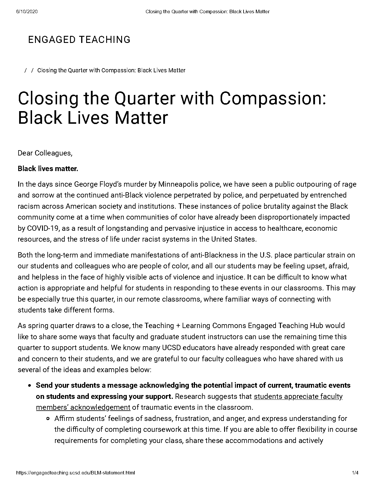 boack lives matter mission statement