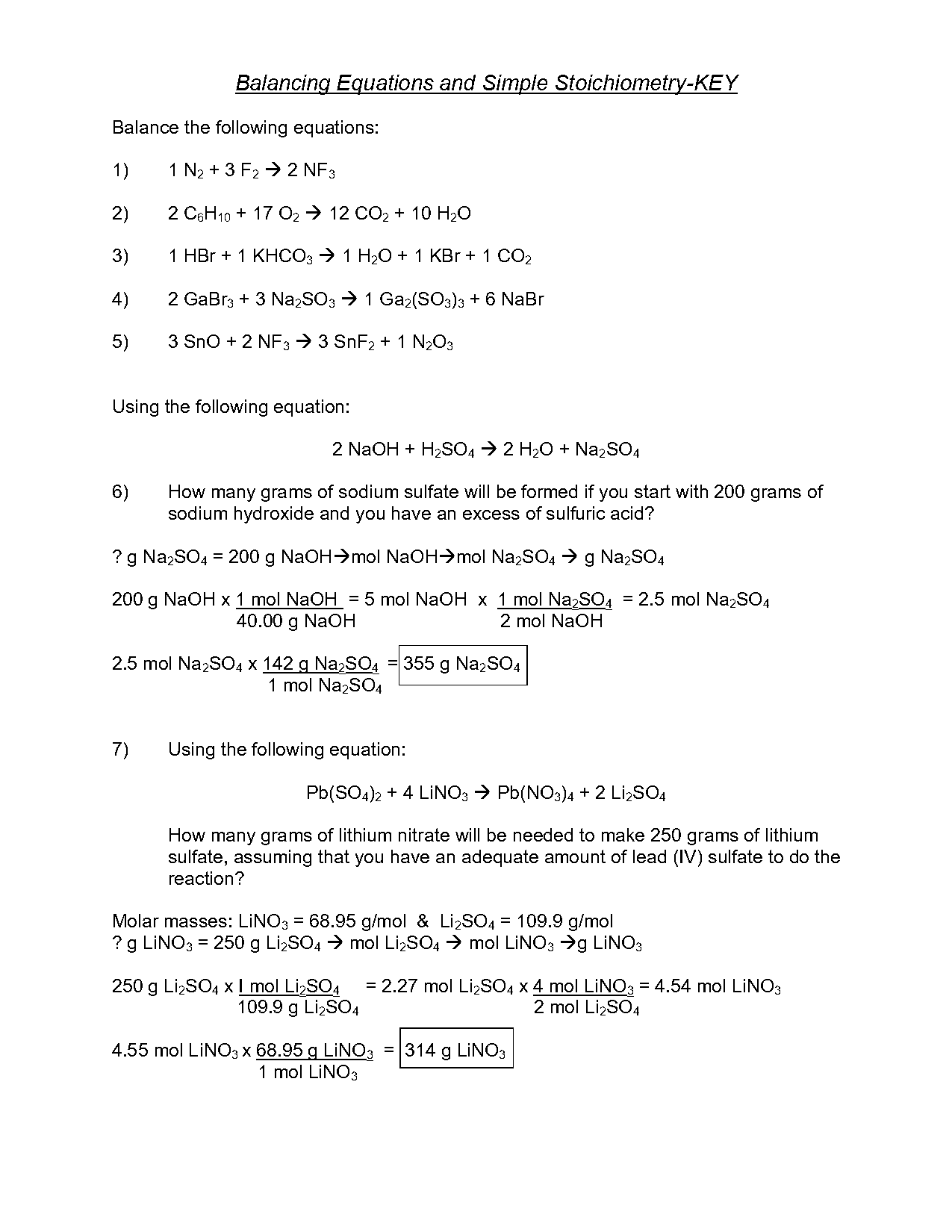 balancing equations practice worksheet answer key chemfiesta