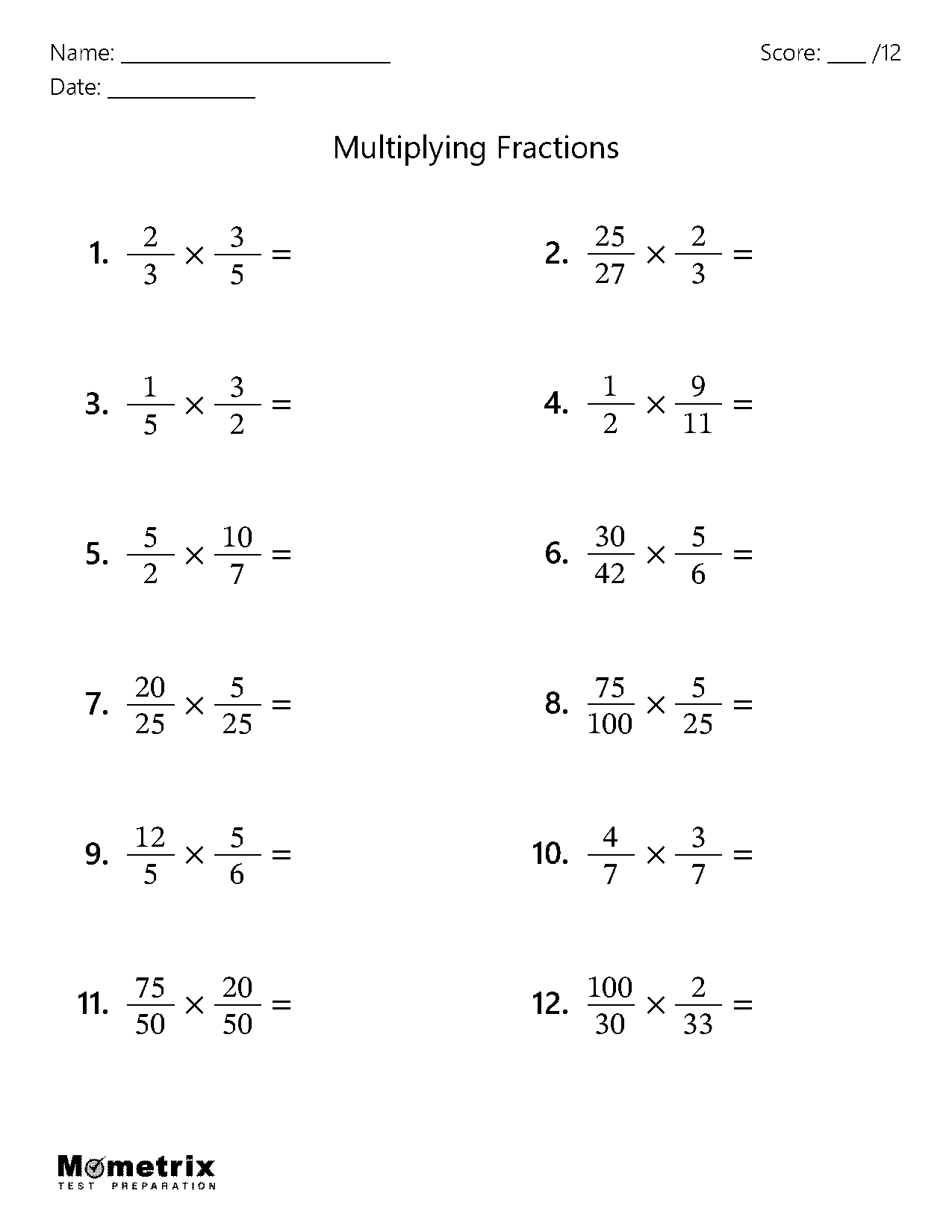 multiplying by a fraction worksheet