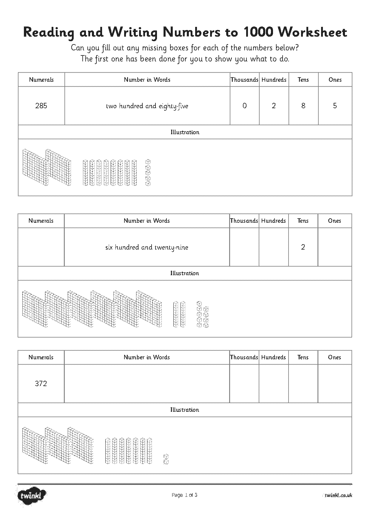 how to write numbers in words worksheet