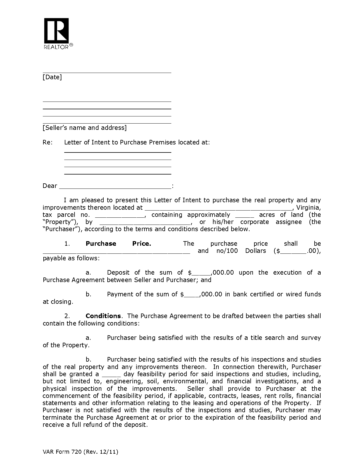 intent to purchase letter property