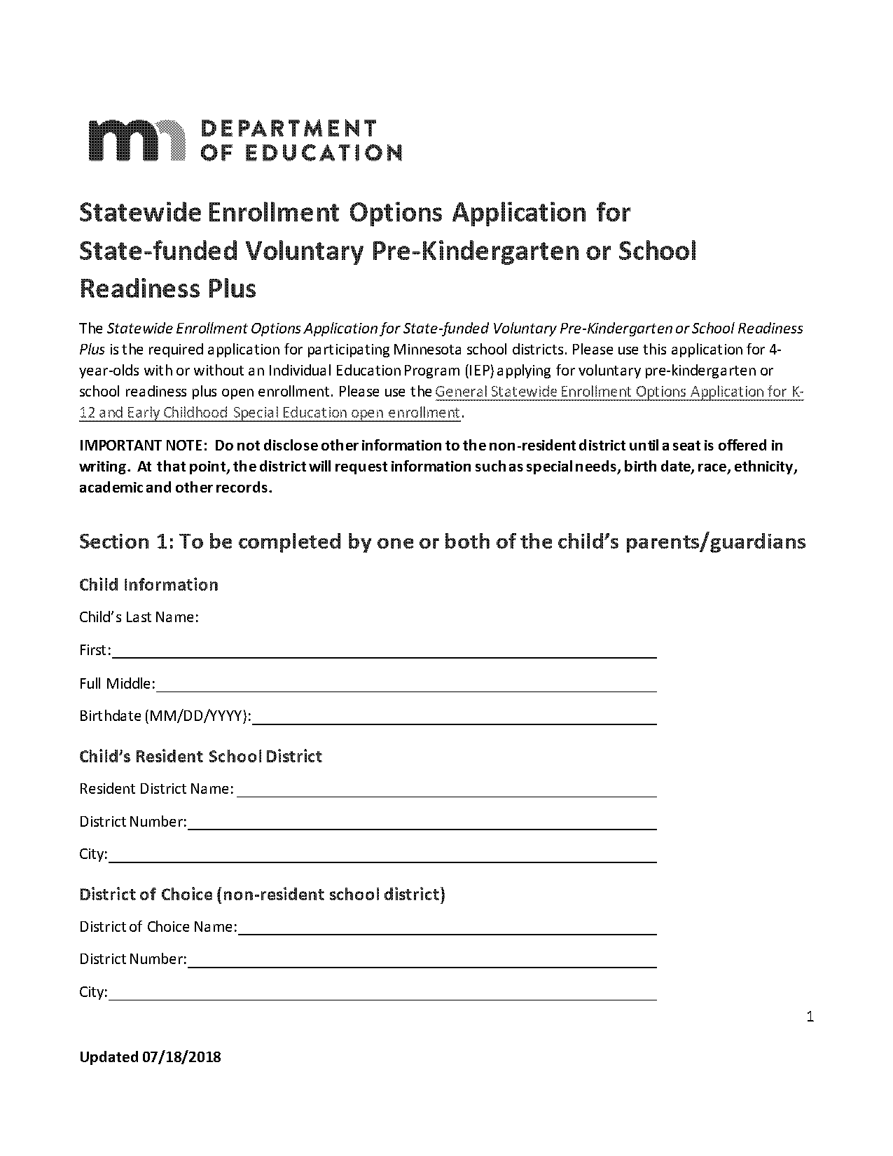 early school readiness application