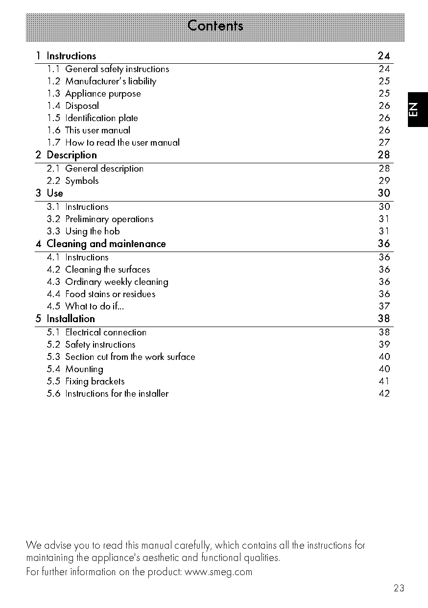 smeg electric hob manual