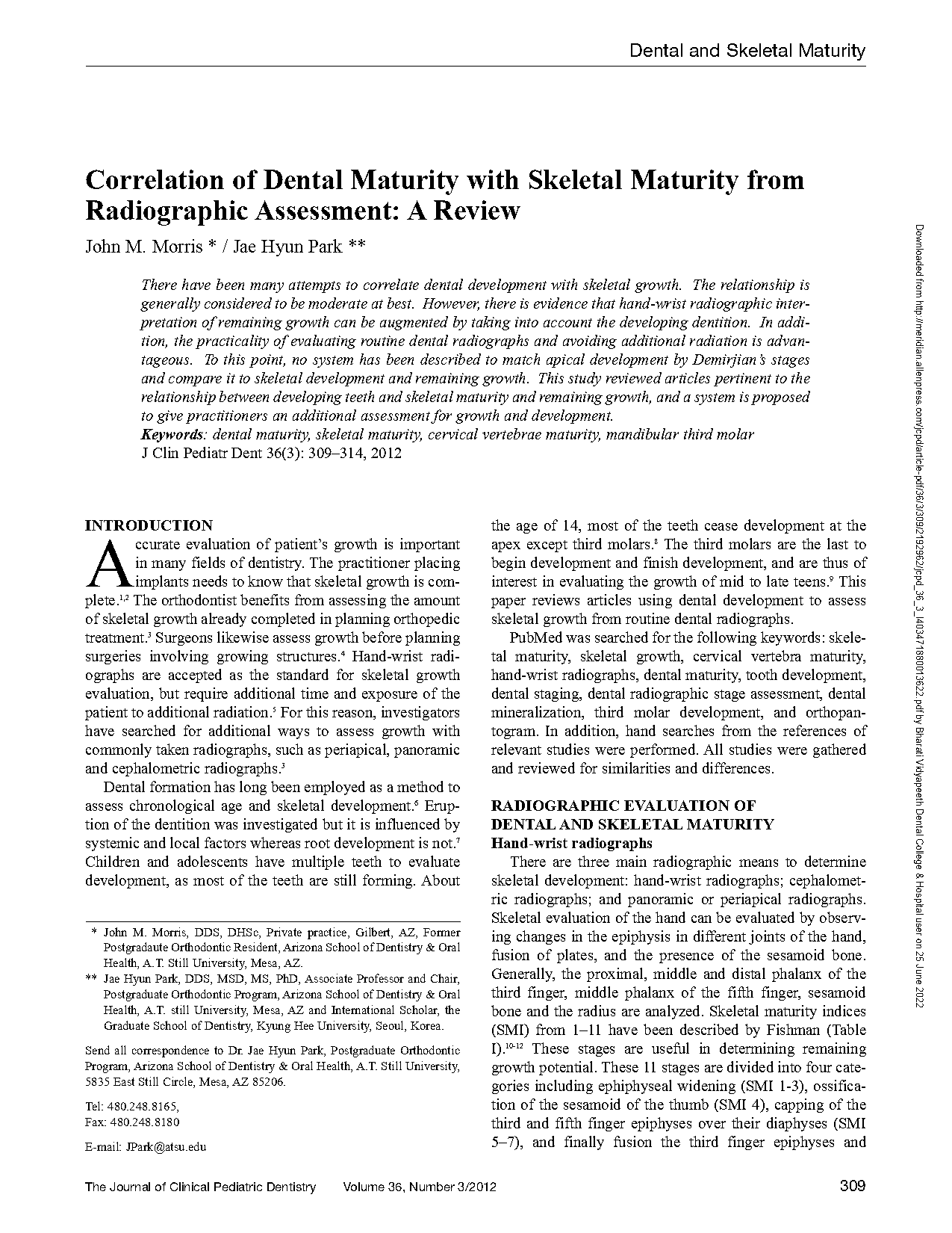 skeletal maturity indicators review article