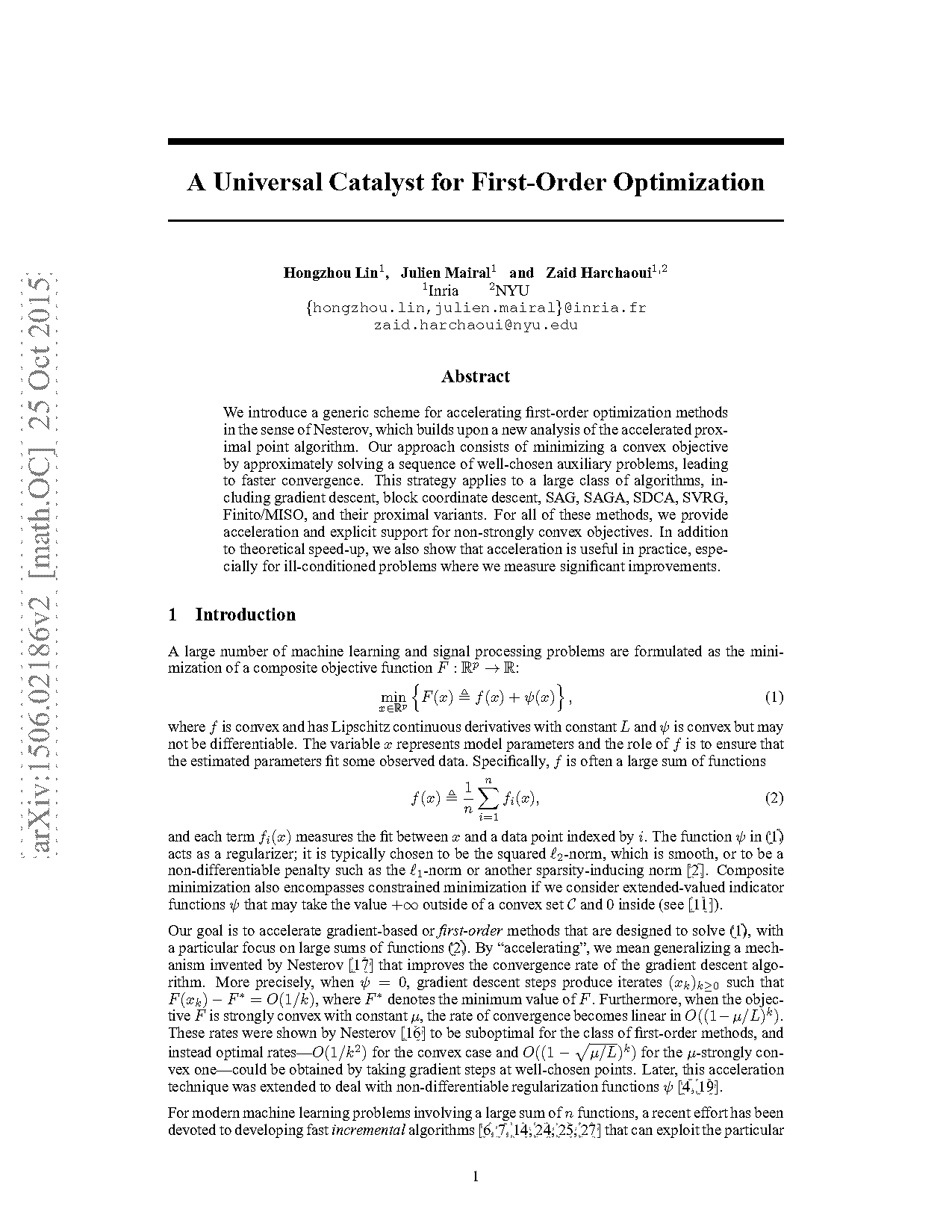 a universal catalyst for first order optimization